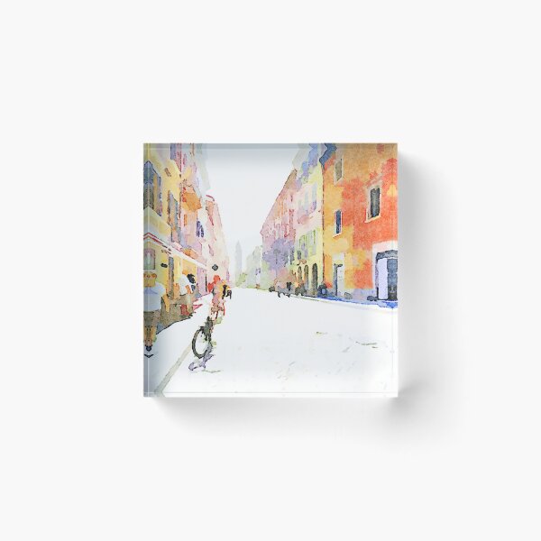 Item preview, Teramo: street with people and bicycle designed and sold by Giuseppe Cocco.