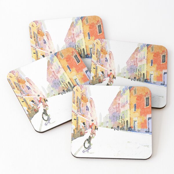 Item preview, Teramo: street with people and bicycle designed and sold by Giuseppe Cocco.