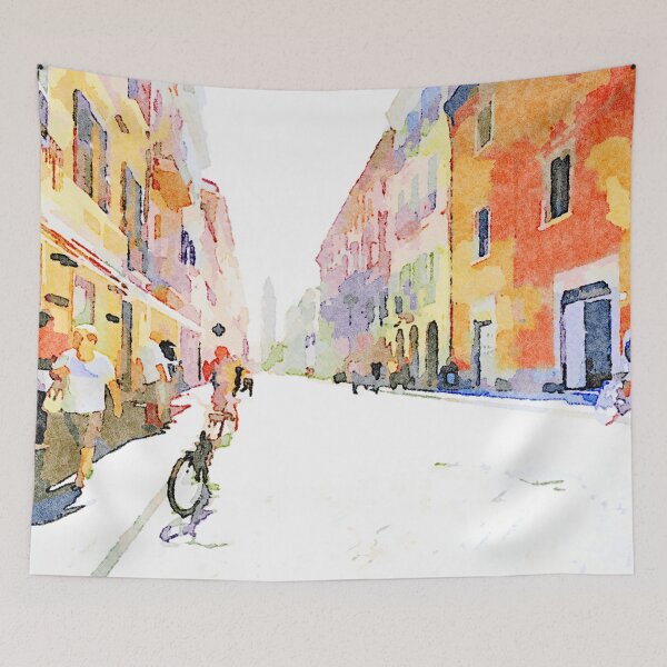 Item preview, Teramo: street with people and bicycle designed and sold by Giuseppe Cocco.