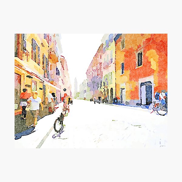 Item preview, Teramo: street with people and bicycle designed and sold by Giuseppe Cocco.