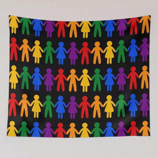 Item preview, Rainbow People Pattern (black background) designed and sold by XOOXOO.