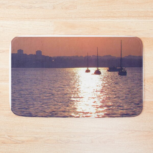 Item preview, Sun sets behind ocean and boats designed and sold by anastasi A.