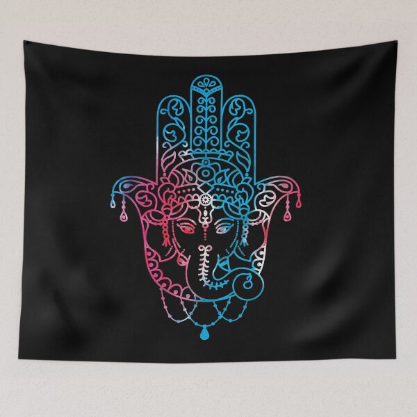 Artikelvorschau, Atemberaubende Fatima-Hand – Hamsa 3 (klare, farbenfrohe Zeichnung mit Marmor, Rot/Blau-Effekt) entworfen und verkauft von FK-UK.