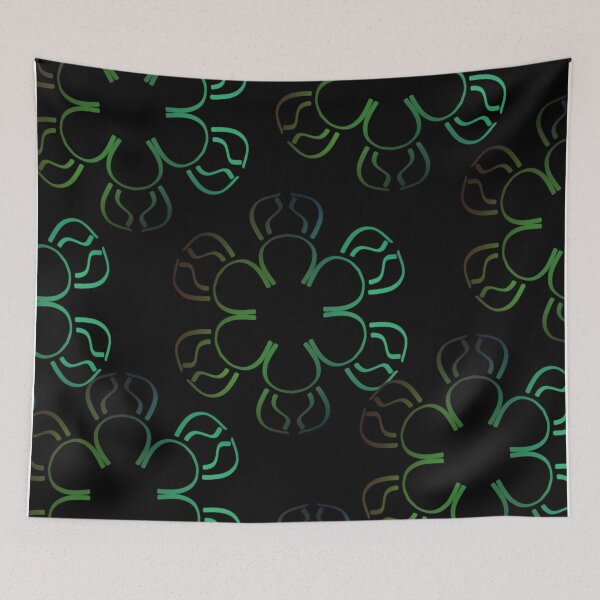 Item preview, Green flower pattern on black background designed and sold by Antiope33.