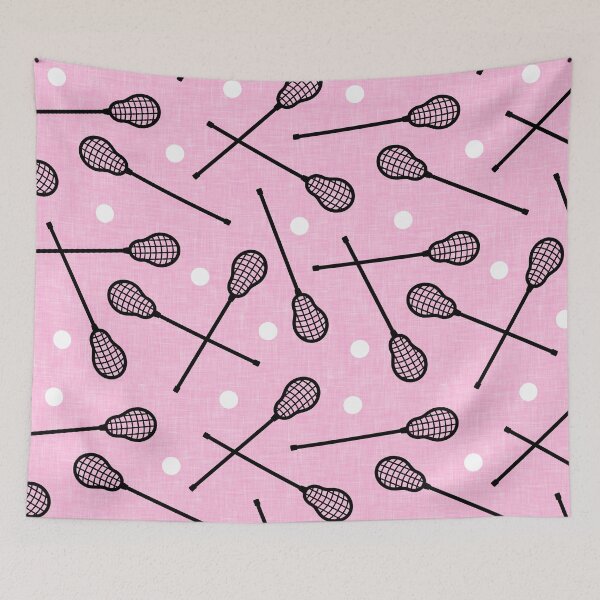 Item preview, Lacrosse - sticks and balls on pink  designed and sold by littlearrow.