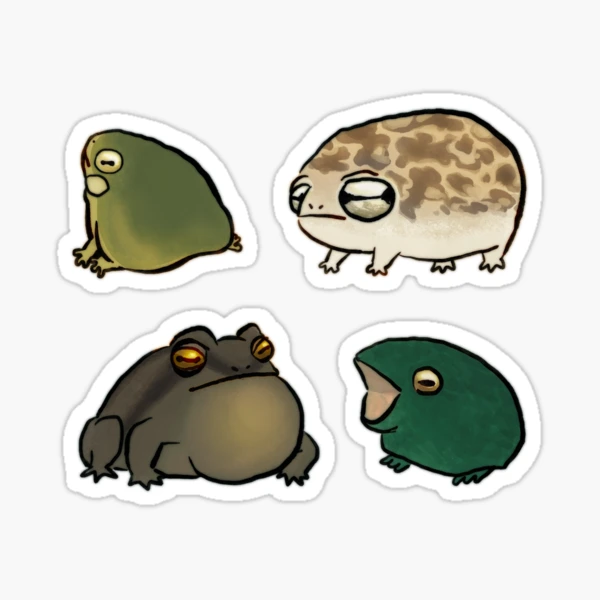 4 cool frogs Sticker for Sale by glowgnostic