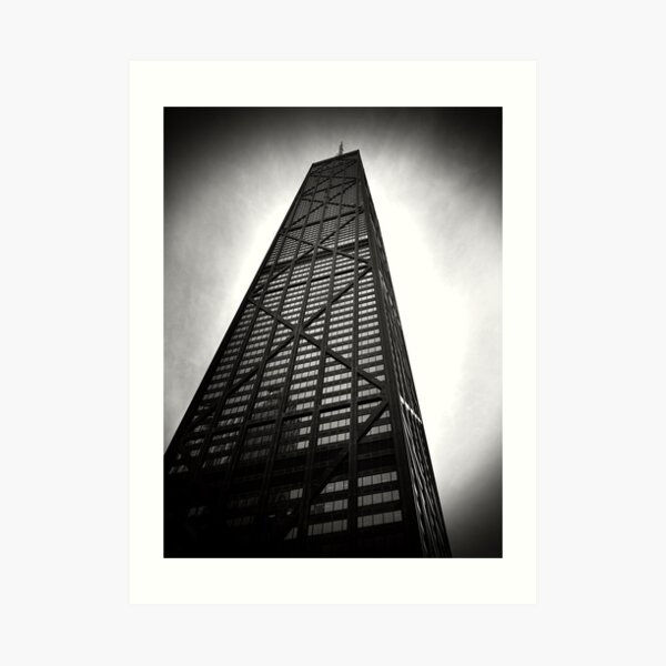 Chicago Skyscraper Photograph - John Hancock Center in Black and White Art Print
