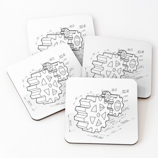 Item preview, Set of gears on a white background. illustration, blueprint style. designed and sold by mpavlov.