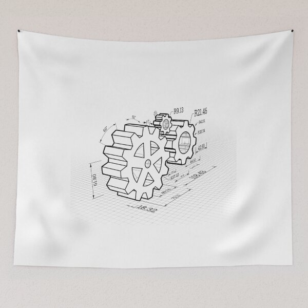 Item preview, Set of gears on a white background. illustration, blueprint style. designed and sold by mpavlov.
