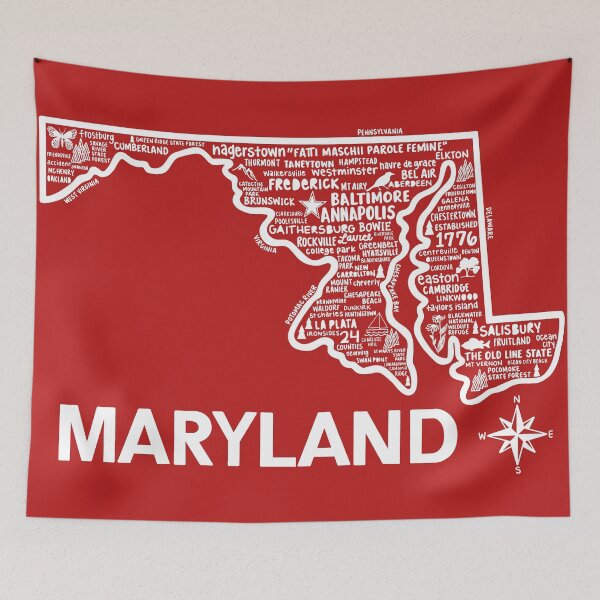 Item preview, Maryland Map designed and sold by fiberandgloss.