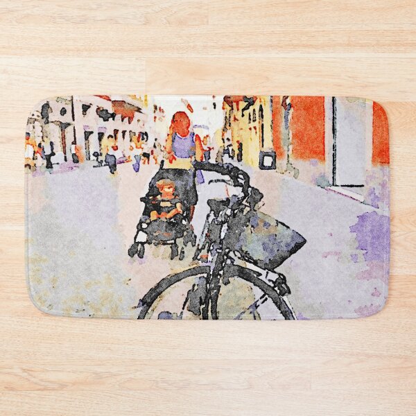 Item preview, Teramo: bicycle and mom with baby in pram designed and sold by Giuseppe Cocco.