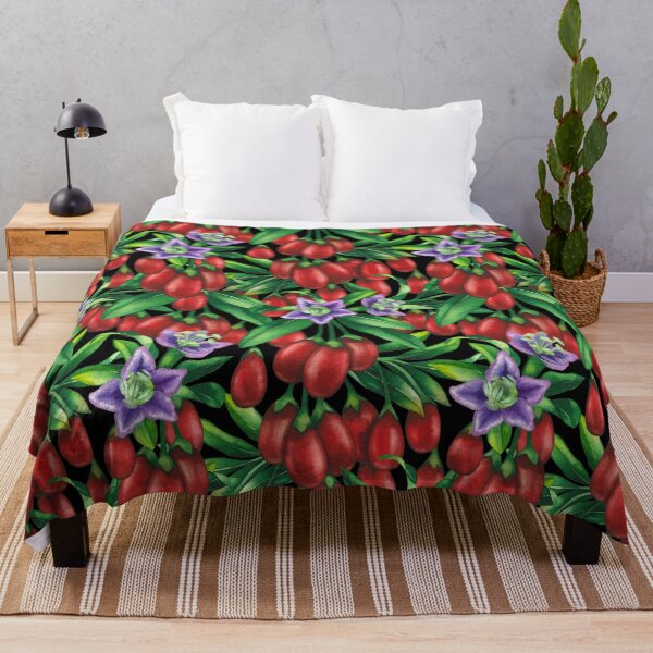 Item preview, Watercolor goji berries, flowers and leaves designed and sold by Ekaterina Glazkova.