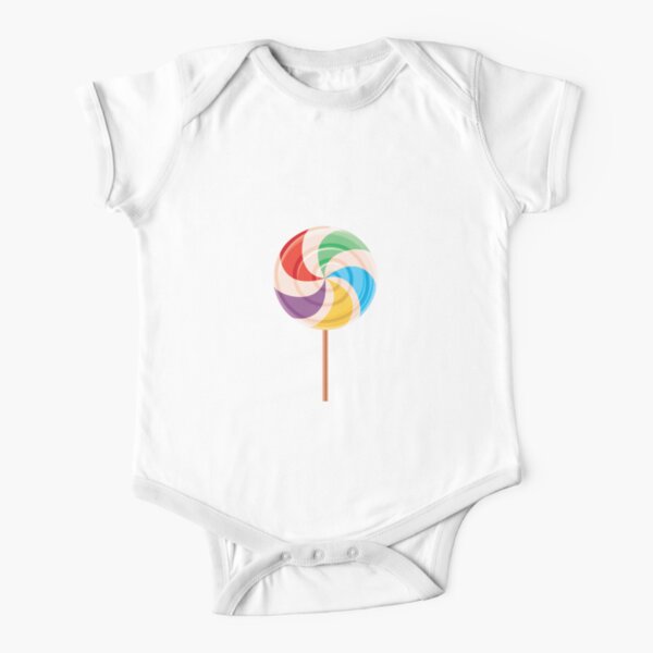 Colorful Lollypop on White Short Sleeve Baby One-Piece