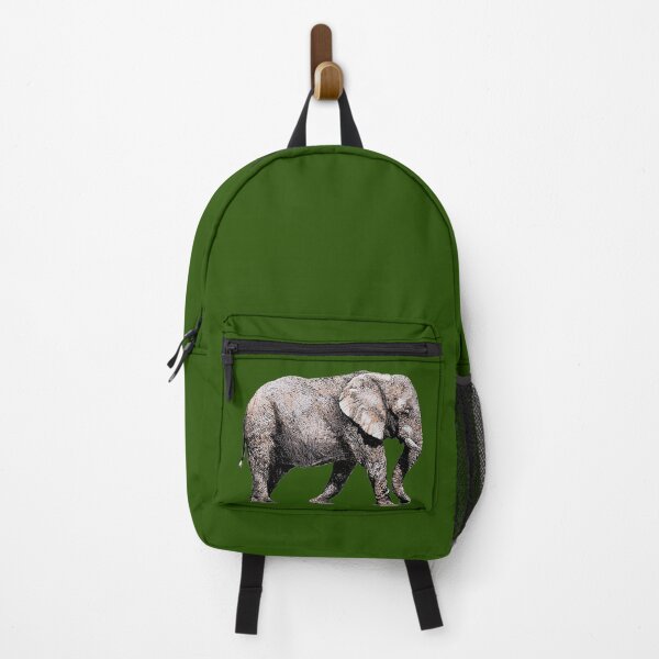 Majestic African Elefant bull on green background Backpack
