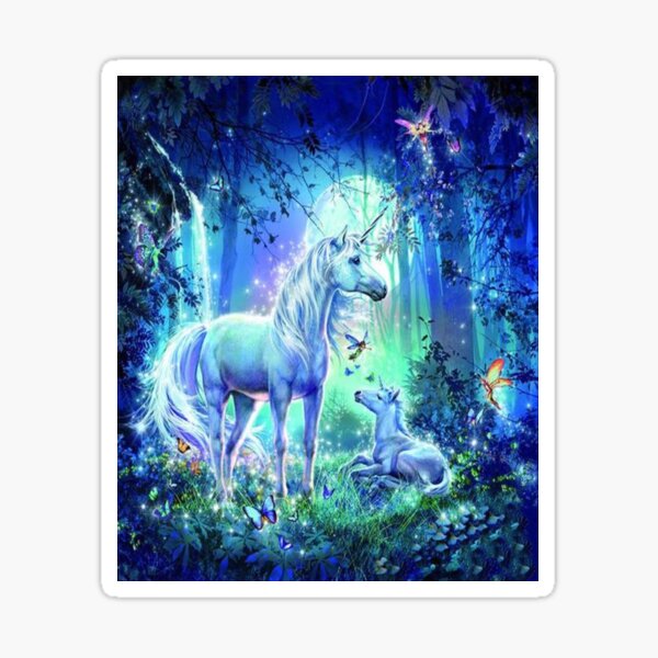 Einhörner Magische Fantasie Landschaftskunst Sticker