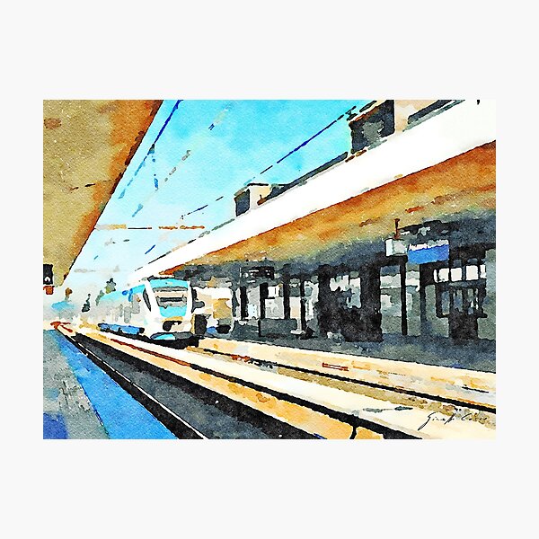 Train in Pescara railway station Photographic Print