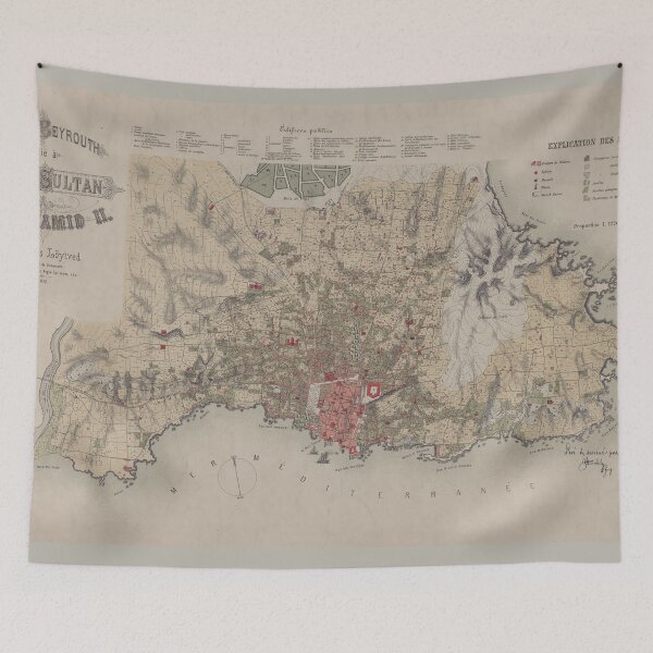 Item preview, Vintage Beirut Lebanon Map (1876) designed and sold by BravuraMedia.