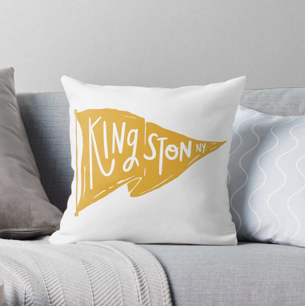 Kingston Ny Flag Throw Pillow By Katiebean10 Redbubble