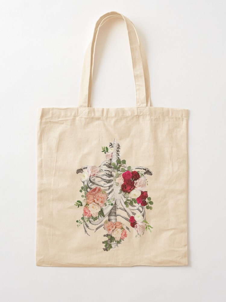 Alternate view of Anatomy, ribcage, rib cage,roses bloom spring Tote Bag