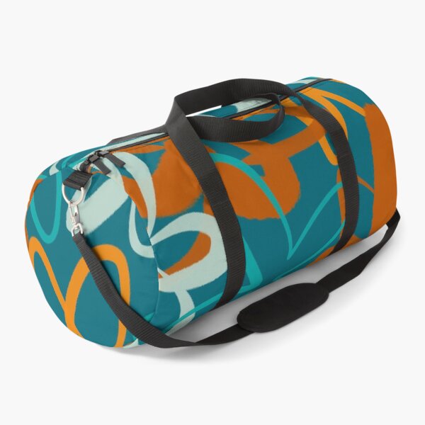 Item preview, Lotus Garden Painted Floral Pattern in Celadon, Orange, and Terracotta Rust on Teal designed and sold by kierkegaard.