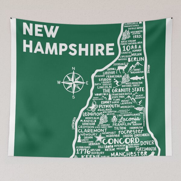 Item preview, New Hampshire Map  designed and sold by fiberandgloss.
