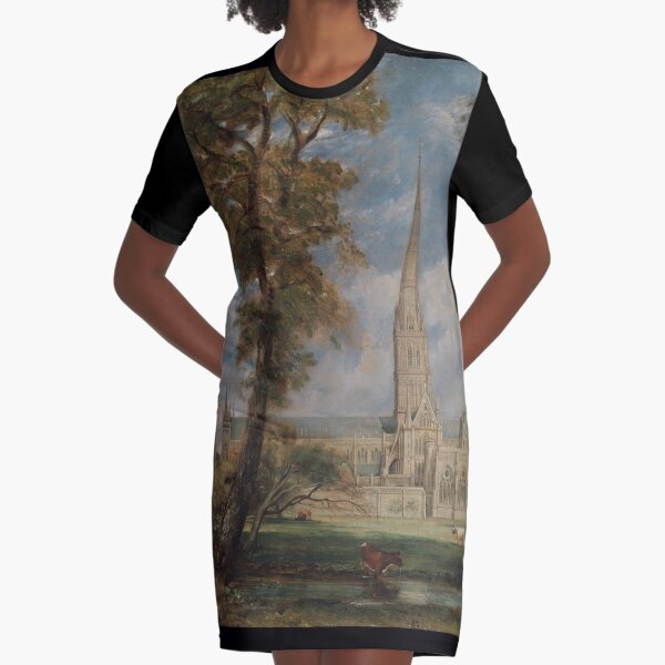 Salisbury Cathedral from the Bishop's Grounds Graphic T-Shirt Dress