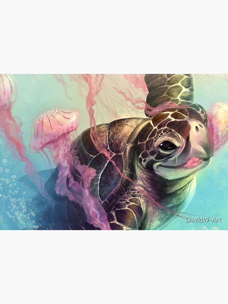 Sea Turtle and Jellyfish! by DavidW-Art