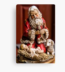 Santa Adoring the Christ Child Canvas Print