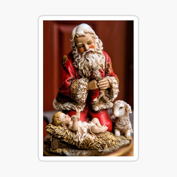 Santa Adoring the Christ Child Sticker