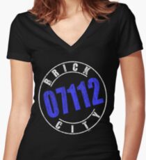 'Brick City 07112' (w) Women's Fitted V-Neck T-Shirt