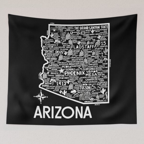 Item preview, Arizona Map  designed and sold by fiberandgloss.