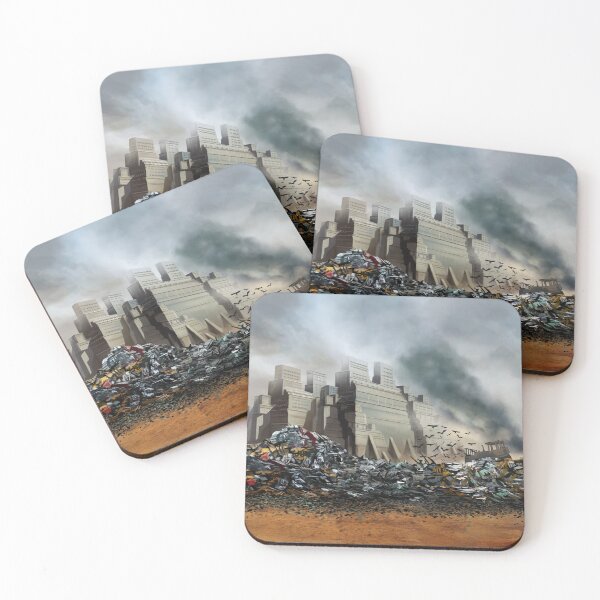 Item preview, Plant building and junkyard with bulldozer and birds landscape illustration designed and sold by Maks08.
