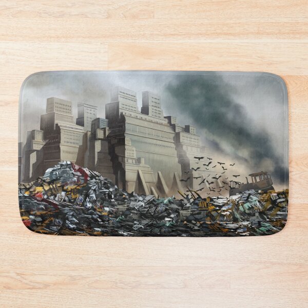 Item preview, Plant building and junkyard with bulldozer and birds landscape illustration designed and sold by Maks08.