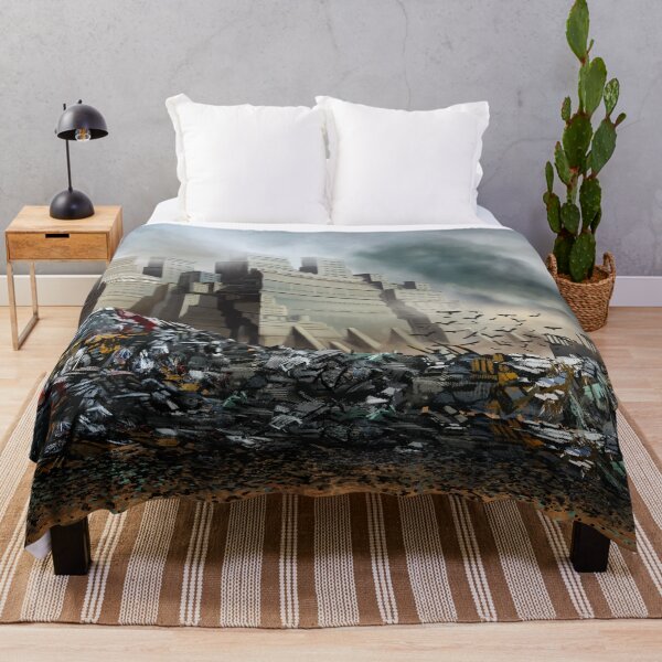 Item preview, Plant building and junkyard with bulldozer and birds landscape illustration designed and sold by Maks08.