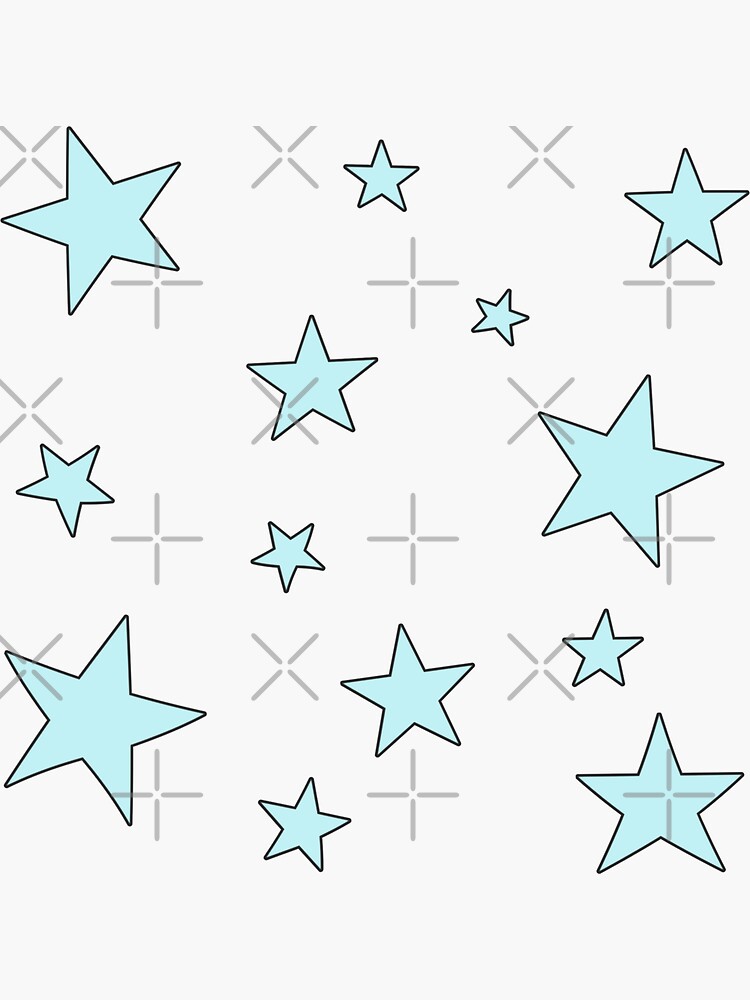 Thumbnail 3 of 3, Sticker, cute turquoise pack of stars designed and sold by Pastel-PaletteD.