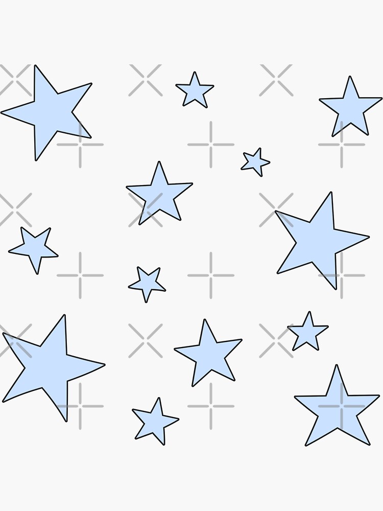 Thumbnail 3 of 3, Sticker, cute blue pack of stars designed and sold by Pastel-PaletteD.