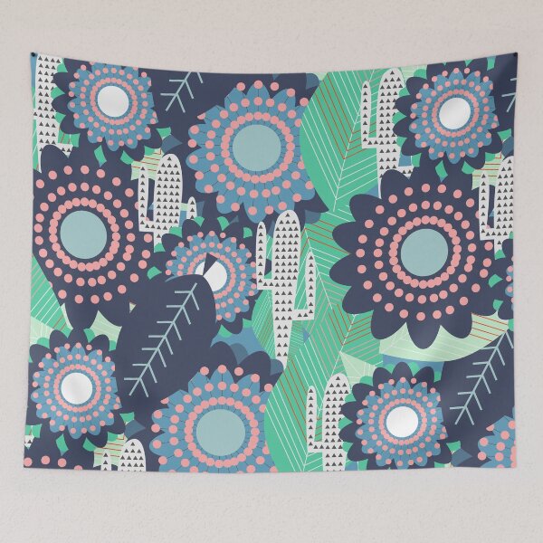Item preview, Floral pattern with decorated cacti designed and sold by cocodes.