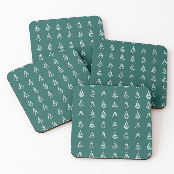 Item preview, White Christmas Trees on Green Background designed and sold by cheeruplovely.