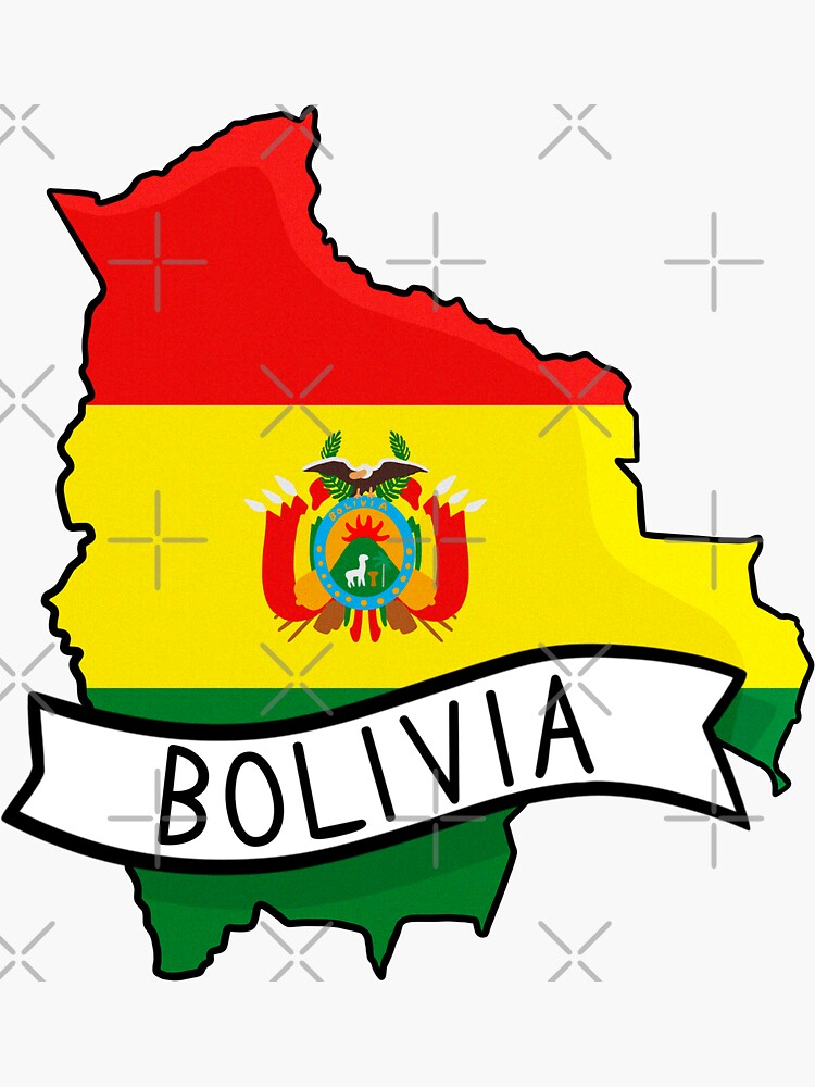 Pegatina Pegatina Mapa De La Bandera De Bolivia De Drawingvild