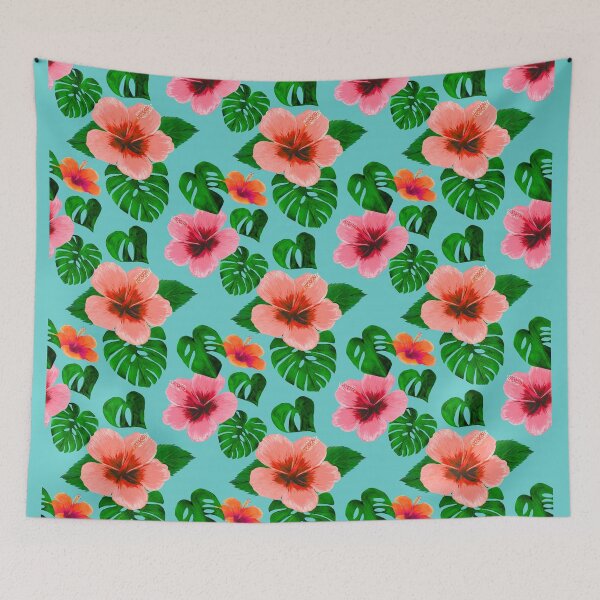 Item preview, Tropical Vibes: Hibiscus and Monstera designed and sold by Artemixtravel.