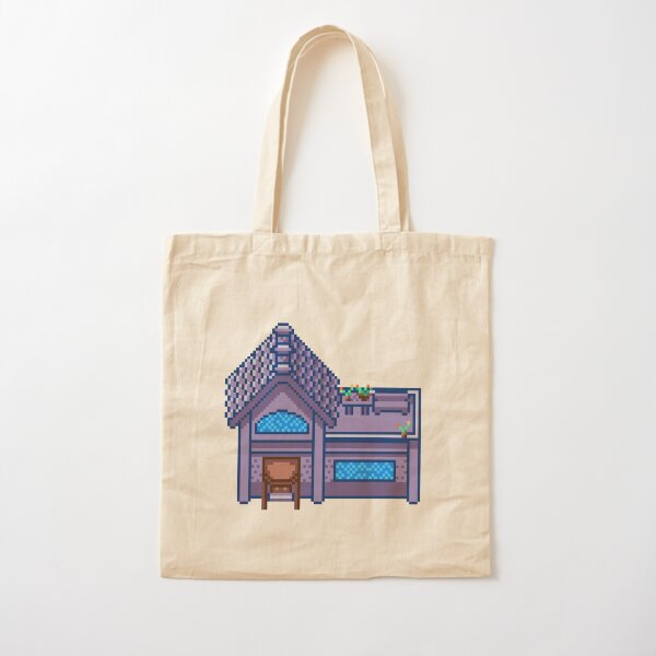 Retro Video Game Pixel Fancy House Cotton Tote Bag
