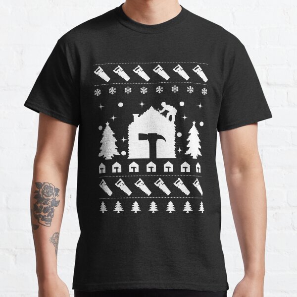 Christmas Contractor Tradesman Repairman Rooftop. Classic T-Shirt