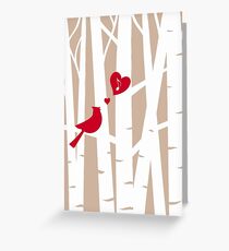 Valentine's Day Love Song with Red Cardinal in Birch Trees Greeting Card