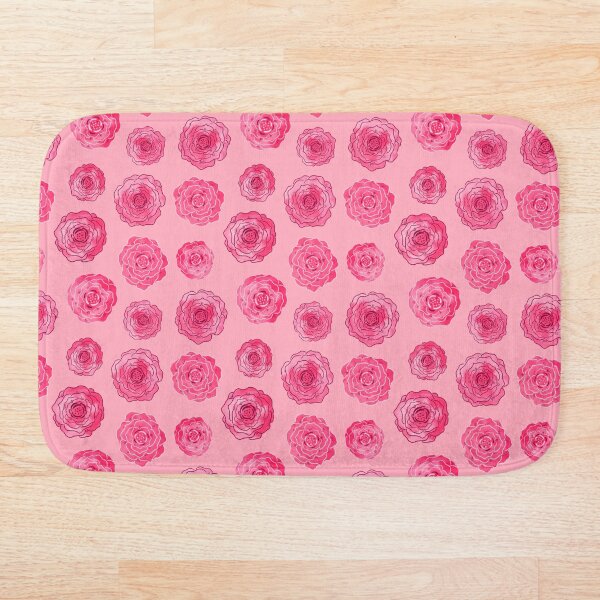 Stylized Roses on Light Pink Bath Mat