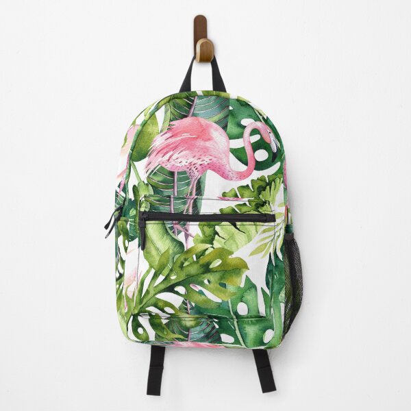 Item preview, Watercolor Pink Flamingo + Tropical Foliage Pattern designed and sold by PixDezines.