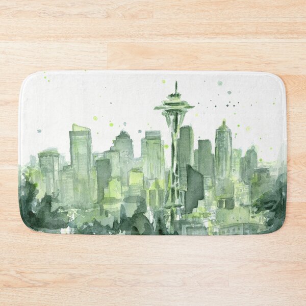 Item preview, Seattle Watercolor Space Needle Skyline designed and sold by Olga Shvartsur.