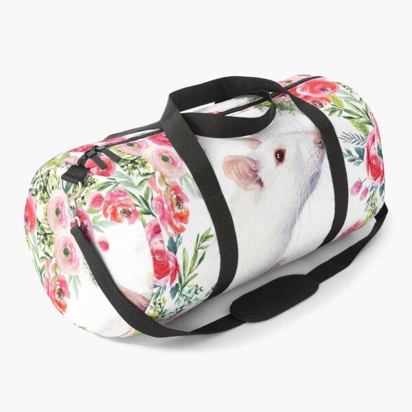 Item preview, White Rat and Red Flowers Watercolor Floral Animal designed and sold by Olga Shvartsur.