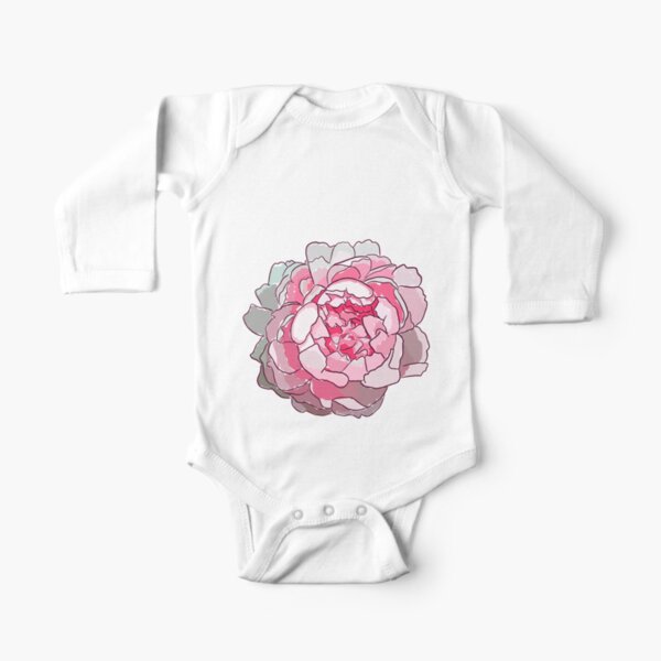 A Beautiful Peony Flower Long Sleeve Baby One-Piece