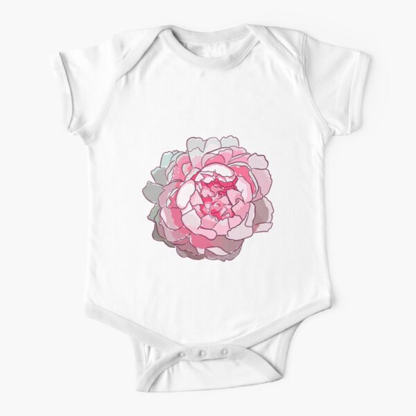 A Beautiful Peony Flower Short Sleeve Baby One-Piece