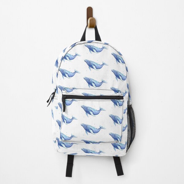 Humpback Whale Blue Watercolor Painting Backpack